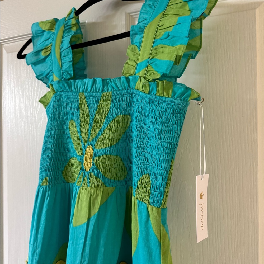 J. Marie Floral Blue and Green Maxi Dress - Picture 2 of 6